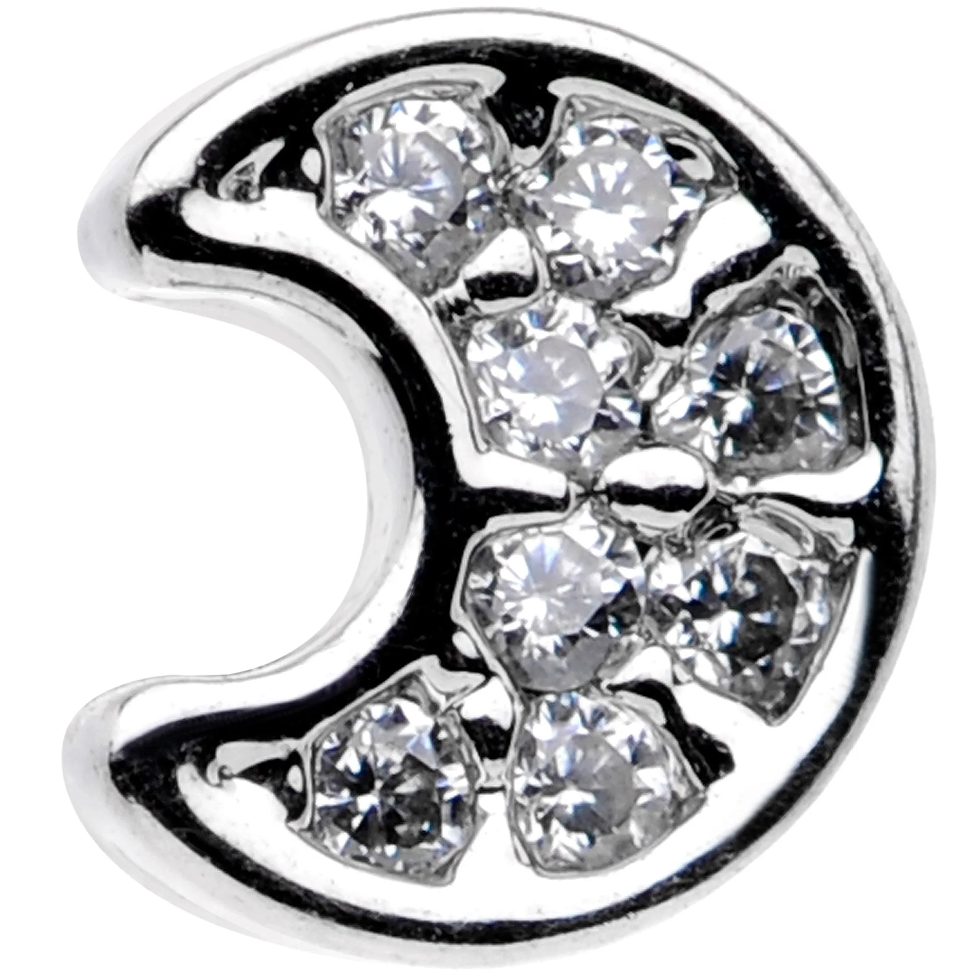 18 Gauge 5/16 Clear Gem Crescent Moon Tragus Cartilage Earring