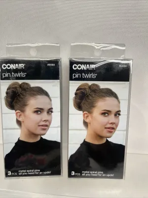 (2) Conair Pin Twirls Metal Spiral Pins 3 PCS All You Need For An Updo! #55584