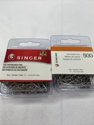 (2) Singer Dressmaker Pins Dressmaker Sewing 500 Pins 1000ttl Bulk COMBINE SHIP