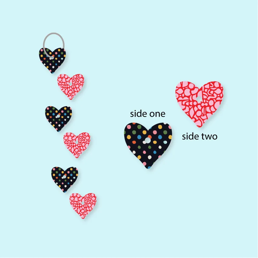 20mm  Flippin Hearts - 3 pair set