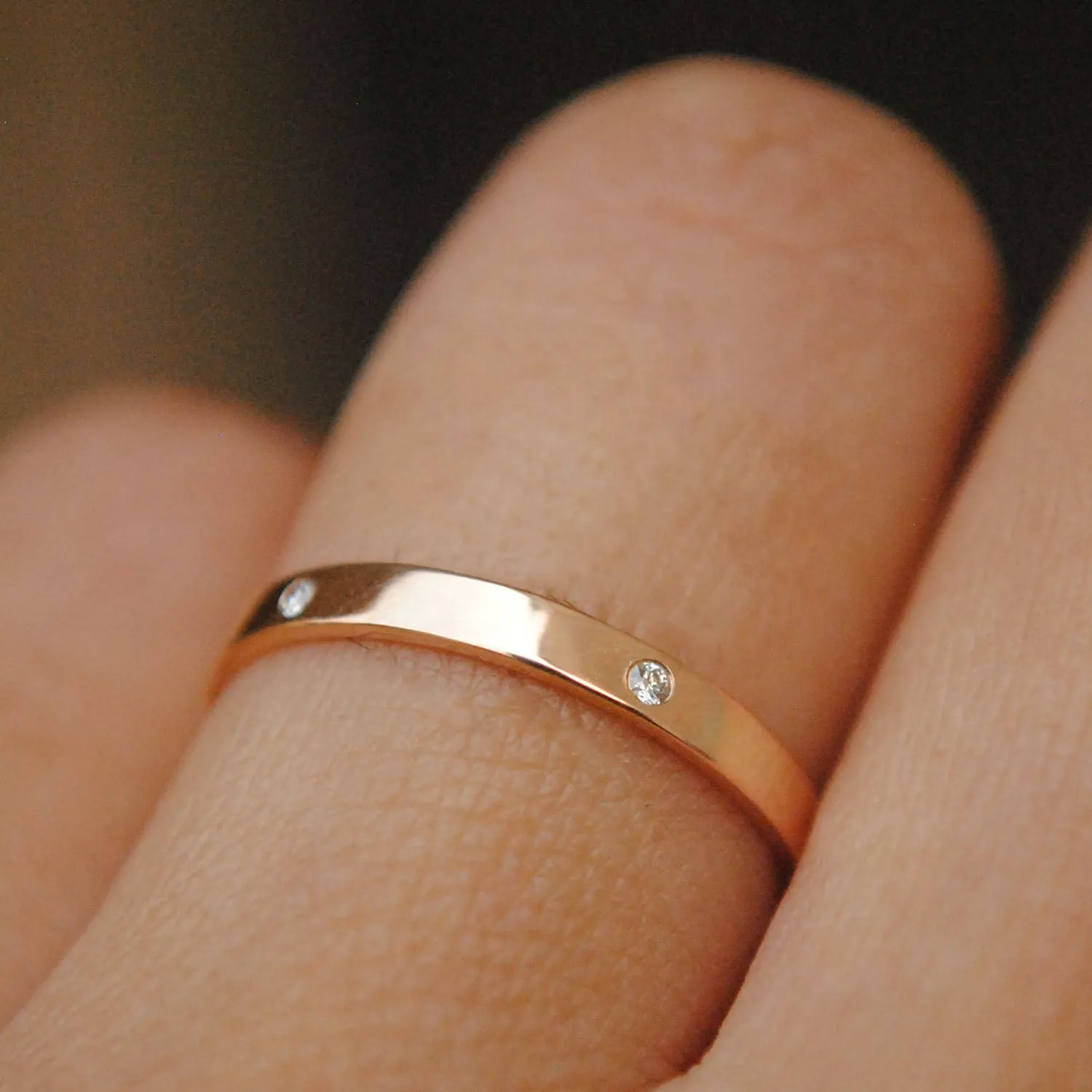 2mm Solid Gold 5 Diamond Eternity Band