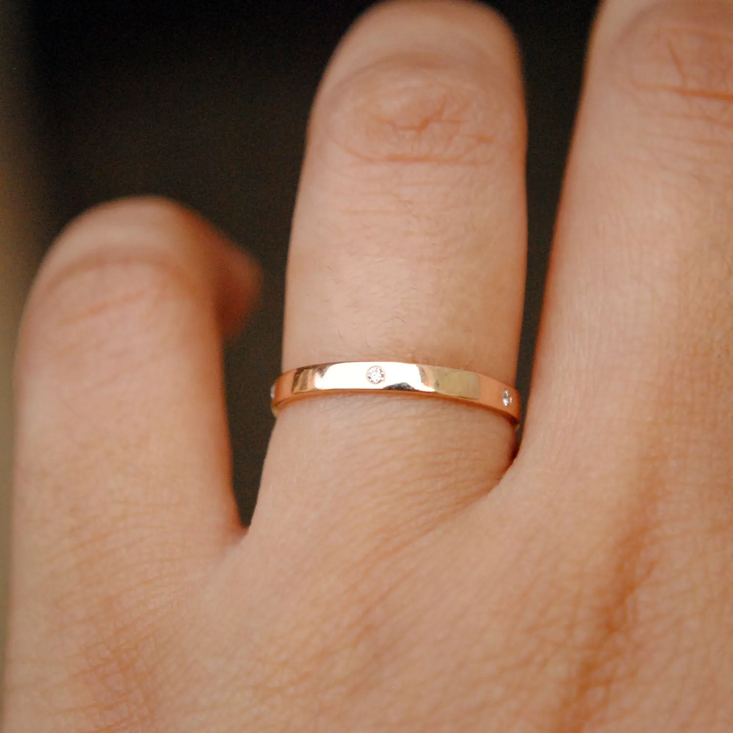 2mm Solid Gold 5 Diamond Eternity Band