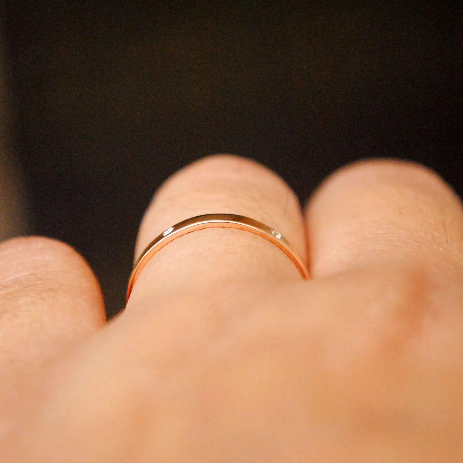 2mm Solid Gold 5 Diamond Eternity Band