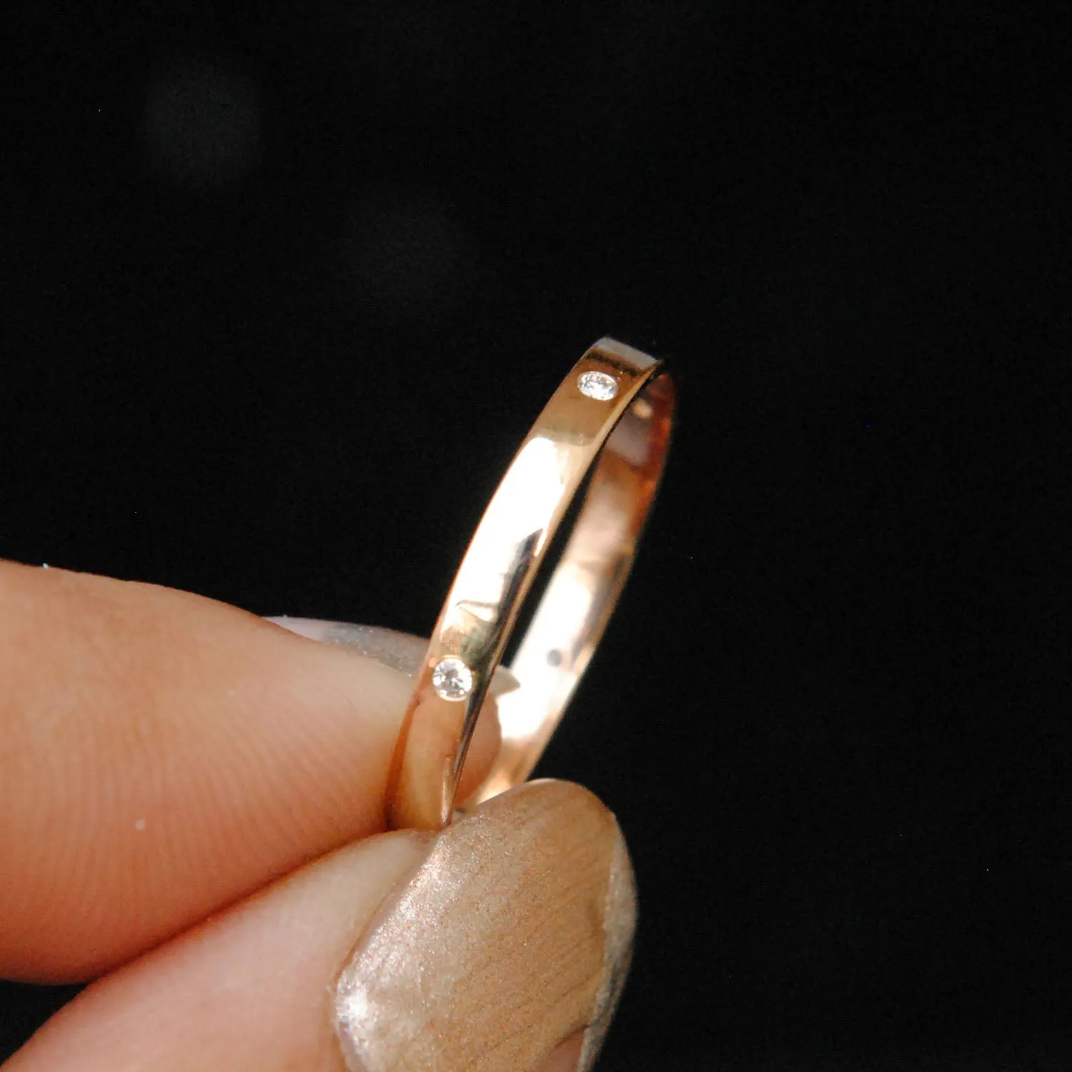 2mm Solid Gold 5 Diamond Eternity Band