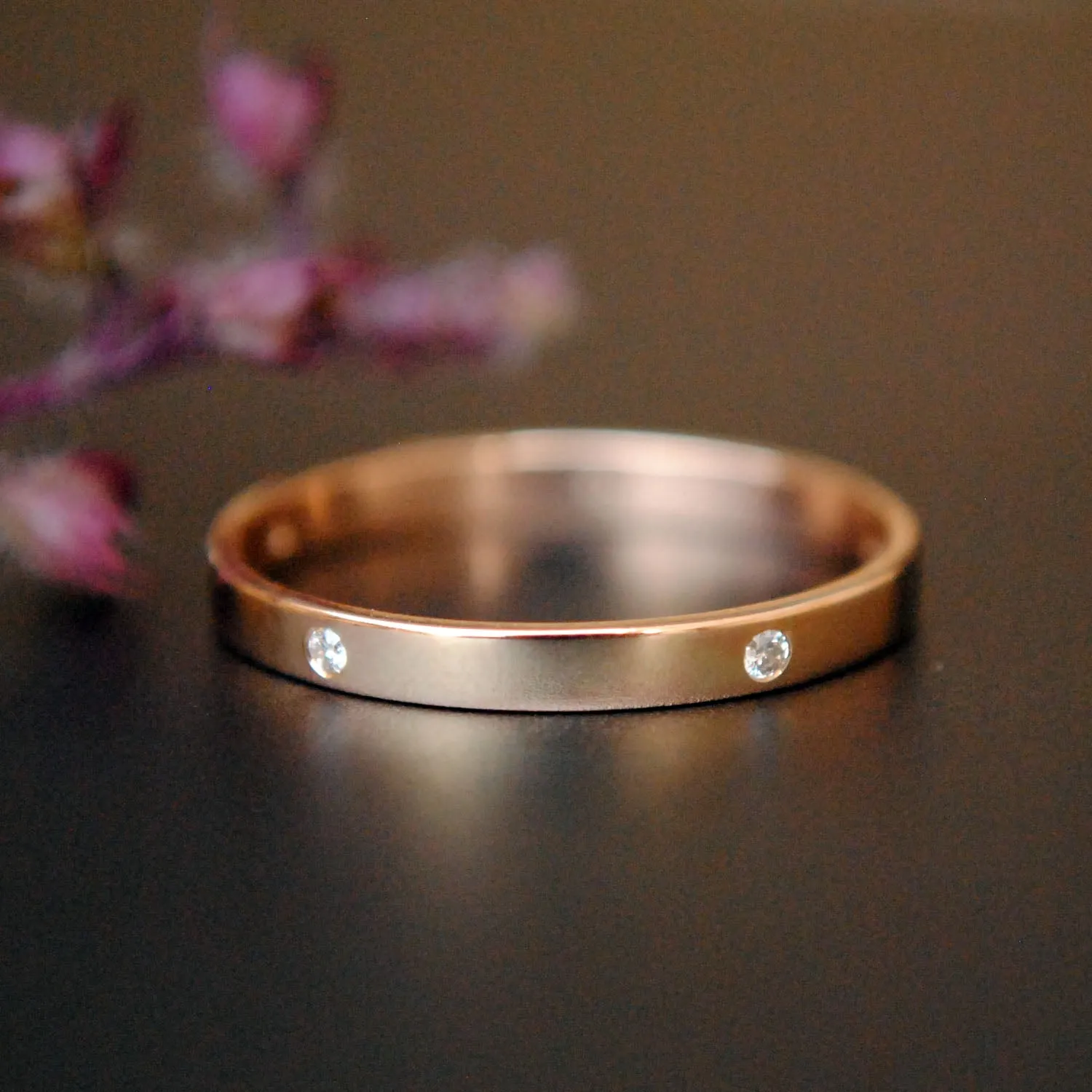 2mm Solid Gold 5 Diamond Eternity Band