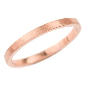 2mm Wide x 1.7mm Thick, 14k Rose Gold Rectagle Wedding Band, Matte