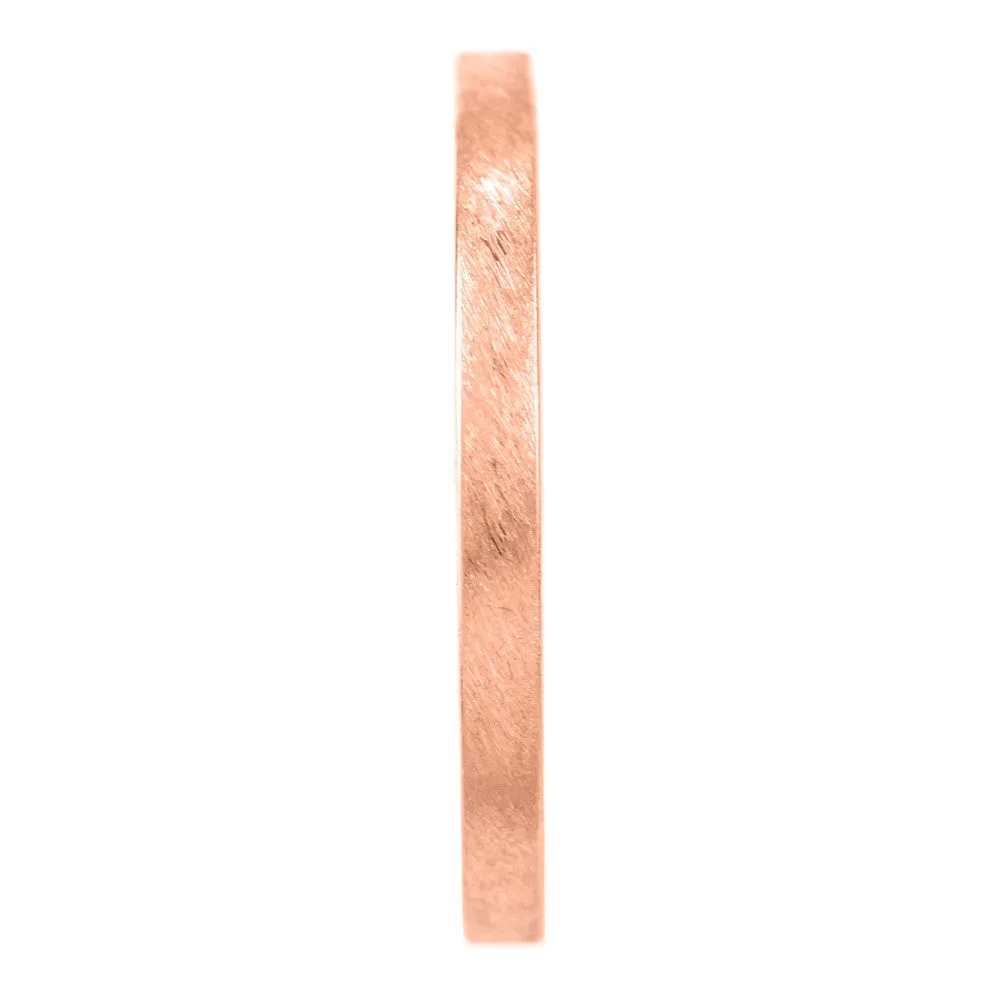 2mm Wide x 1.7mm Thick, 14k Rose Gold Rectagle Wedding Band, Matte