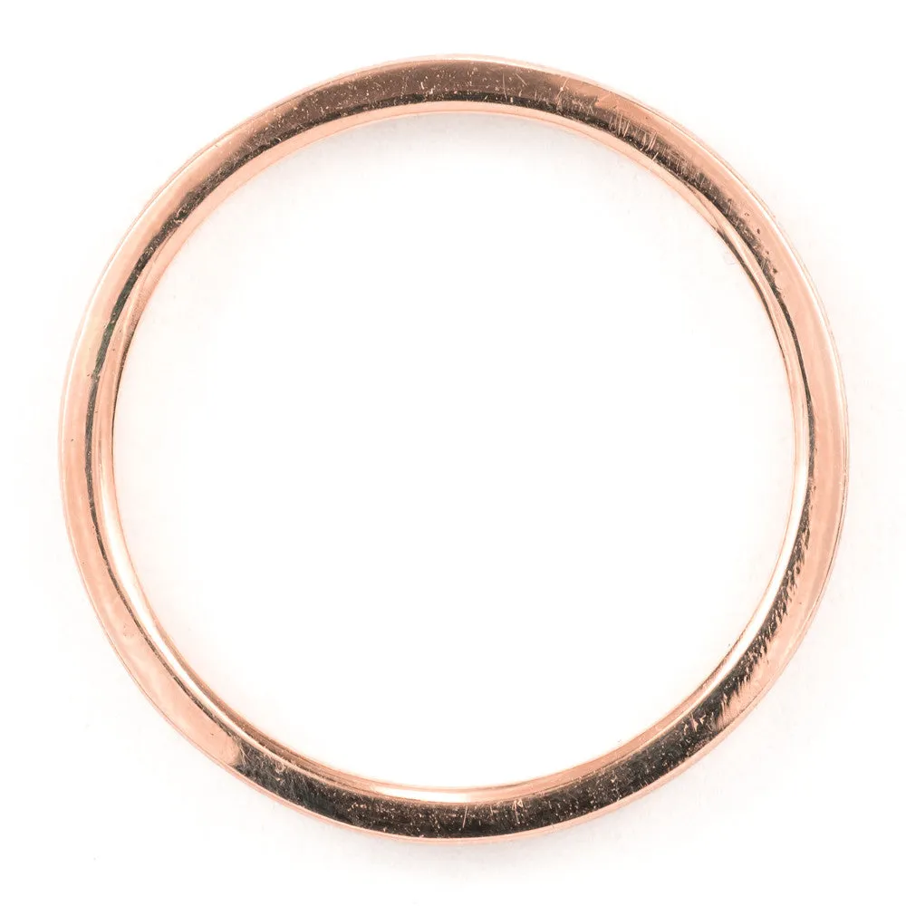2mm Wide x 1.7mm Thick, 14k Rose Gold Rectagle Wedding Band, Matte