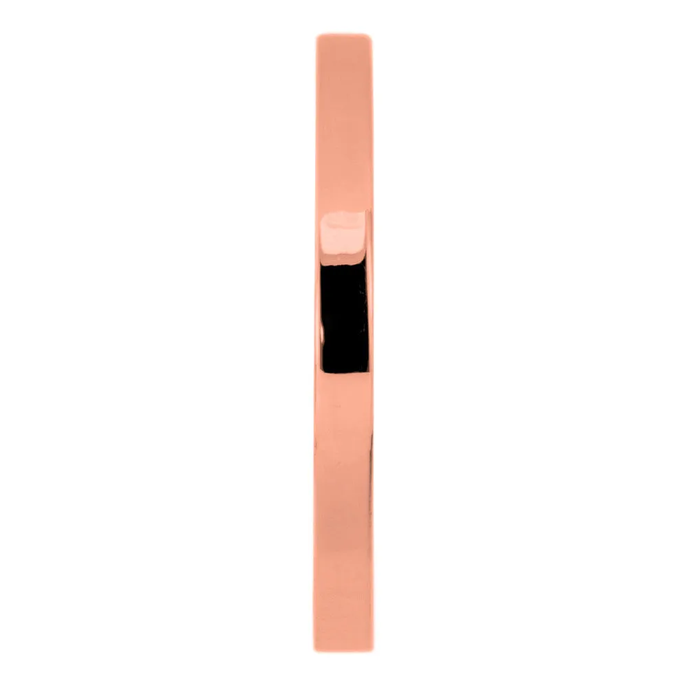 2mm Wide x 1.7mm Thick, 14k Rose Gold Rectagle Wedding Band, Polished