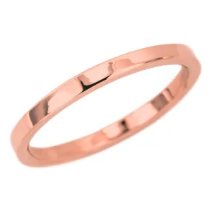 2mm Wide x 1.7mm Thick, 14k Rose Gold Rectagle Wedding Band, Polished
