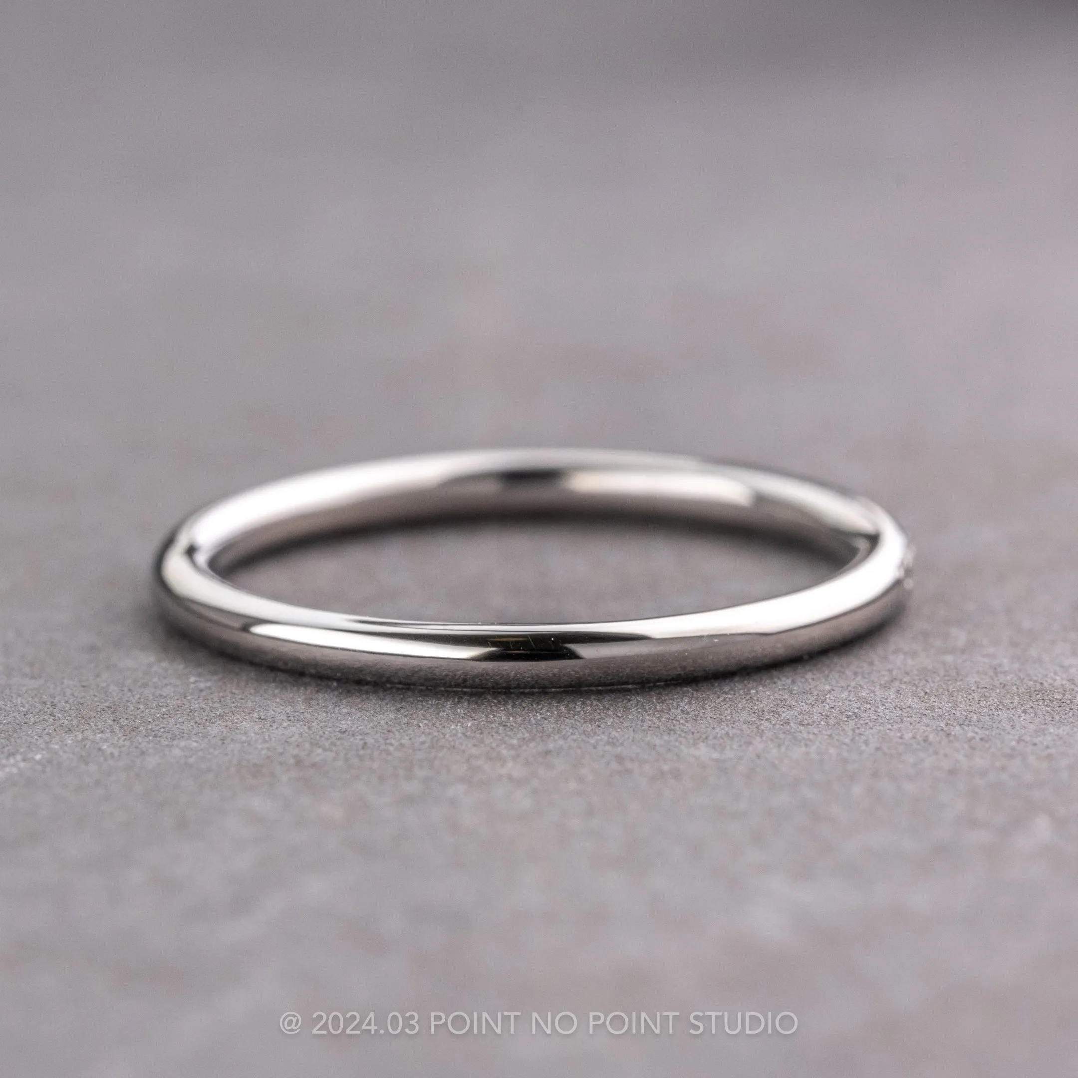3 Diamond Round Wedding Band, 14k White Gold