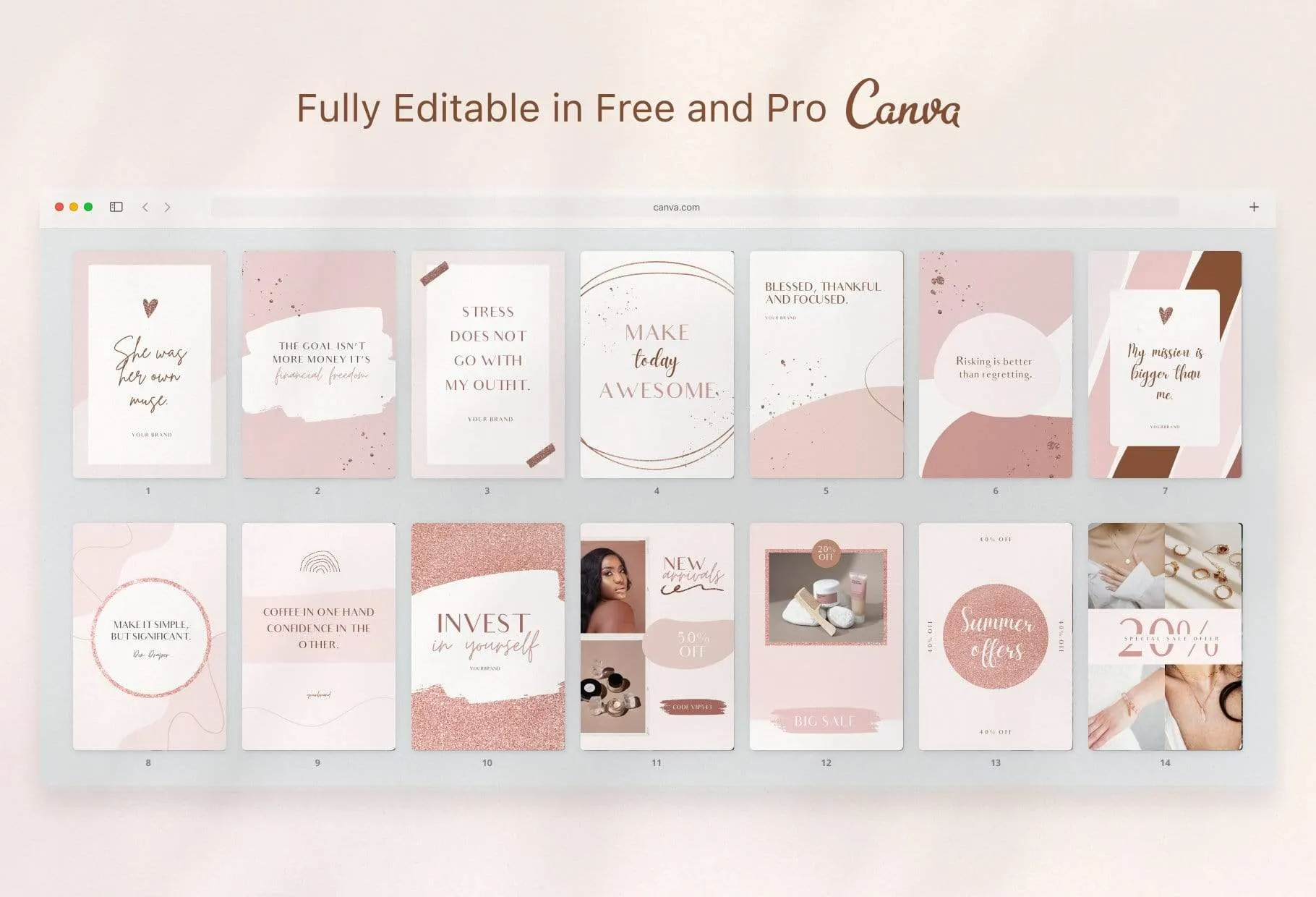 30 Pinterest Engagement Pins Editable Canva Templates Rose Gold