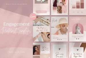 30 Pinterest Engagement Pins Editable Canva Templates Rose Gold