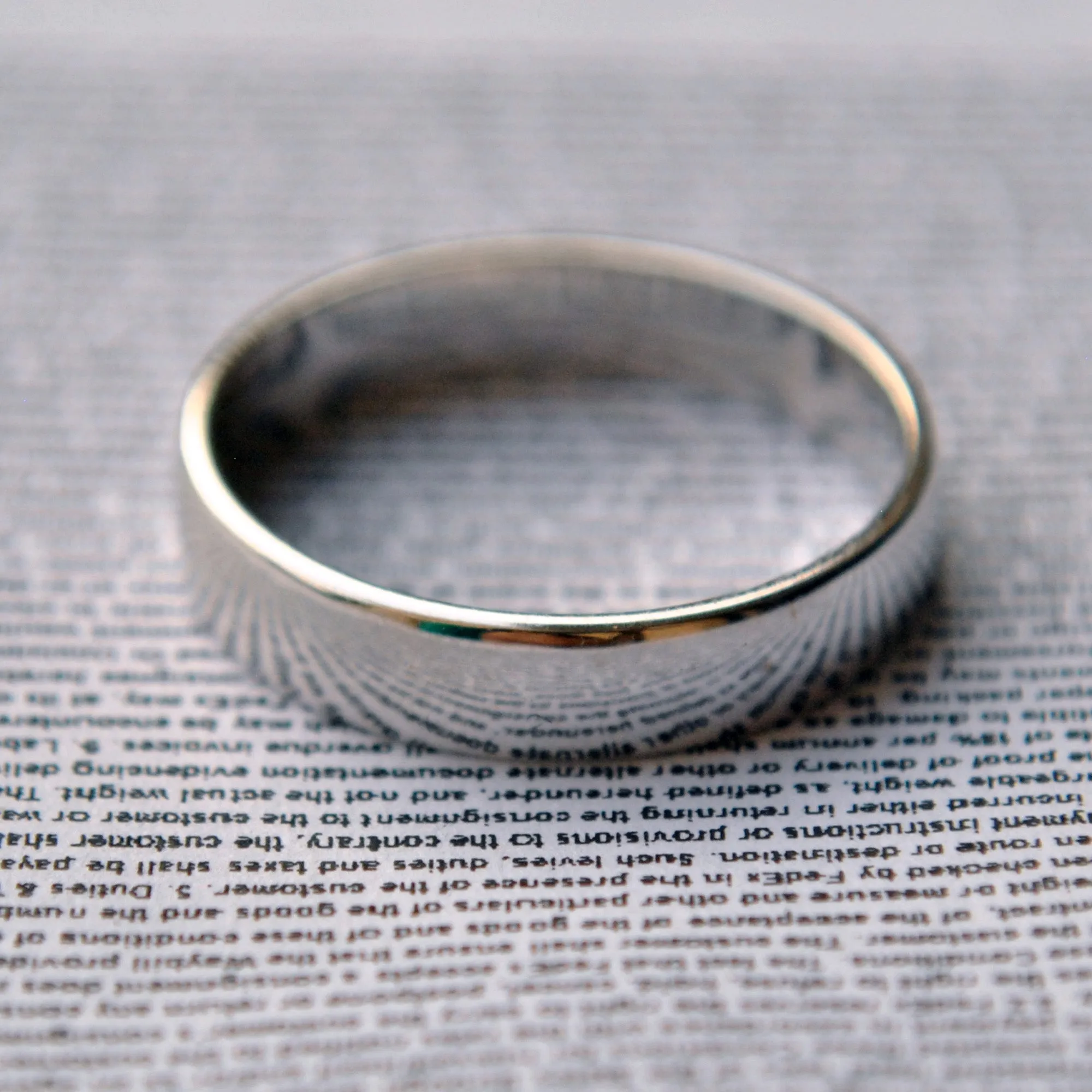 4mm Flat Fit Solid Gold Wedding Unisex Band, Comfort Fit Band with Slight Dome