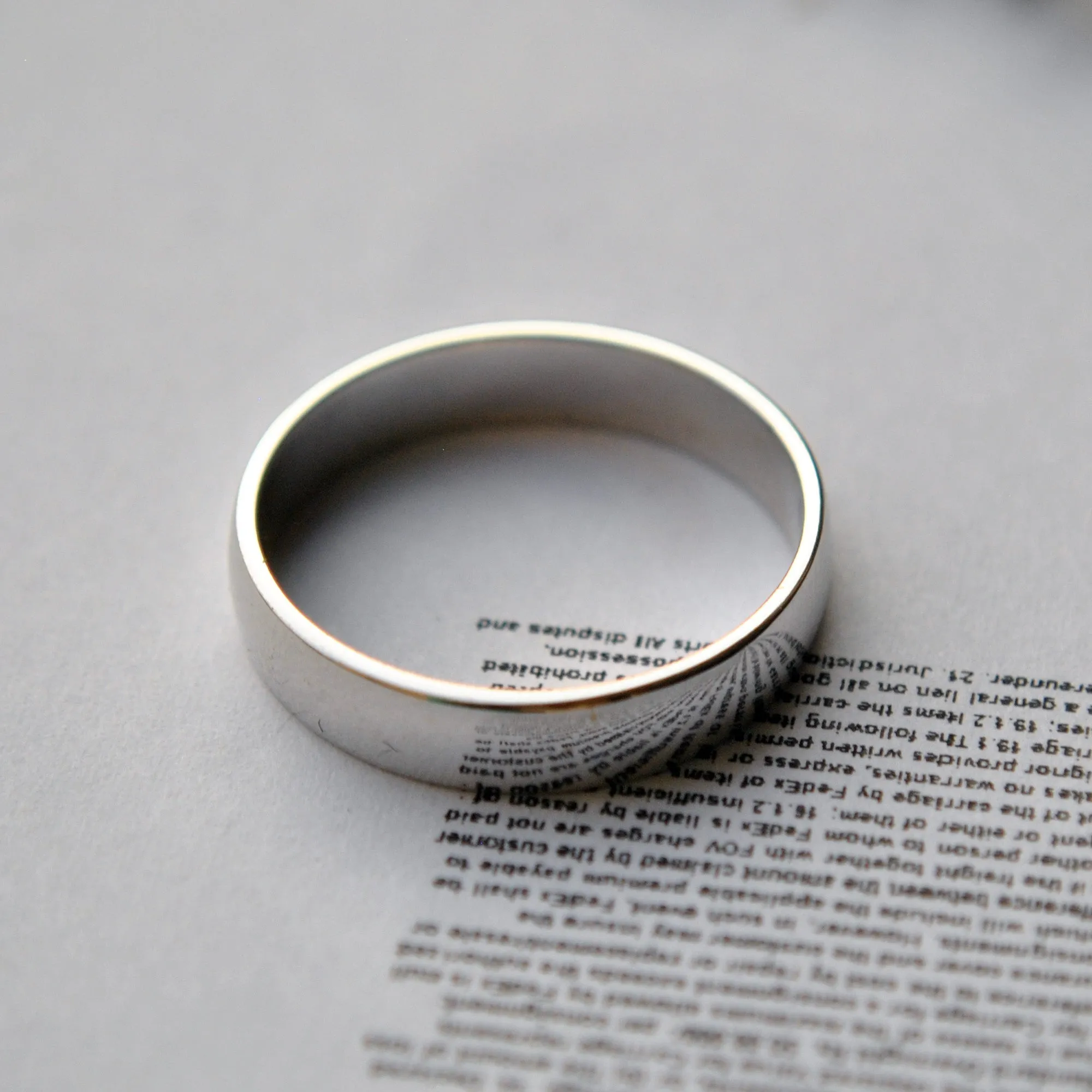 4mm Flat Fit Solid Gold Wedding Unisex Band, Comfort Fit Band with Slight Dome