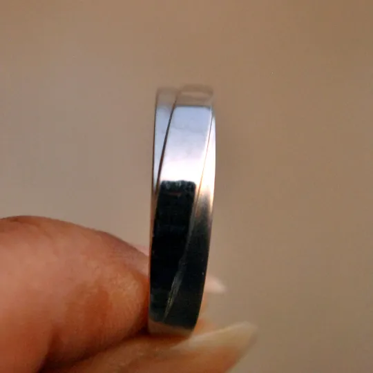 5mm Tapered Mens Wedding Gold Band, High Gloss and Matte Finish Band for Him