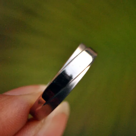 5mm Tapered Mens Wedding Gold Band, High Gloss and Matte Finish Band for Him