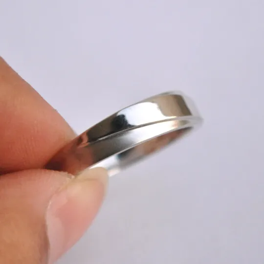 5mm Tapered Mens Wedding Gold Band, High Gloss and Matte Finish Band for Him