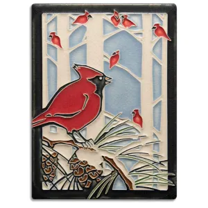 6x8 Winter Cardinals Tile by Motawi