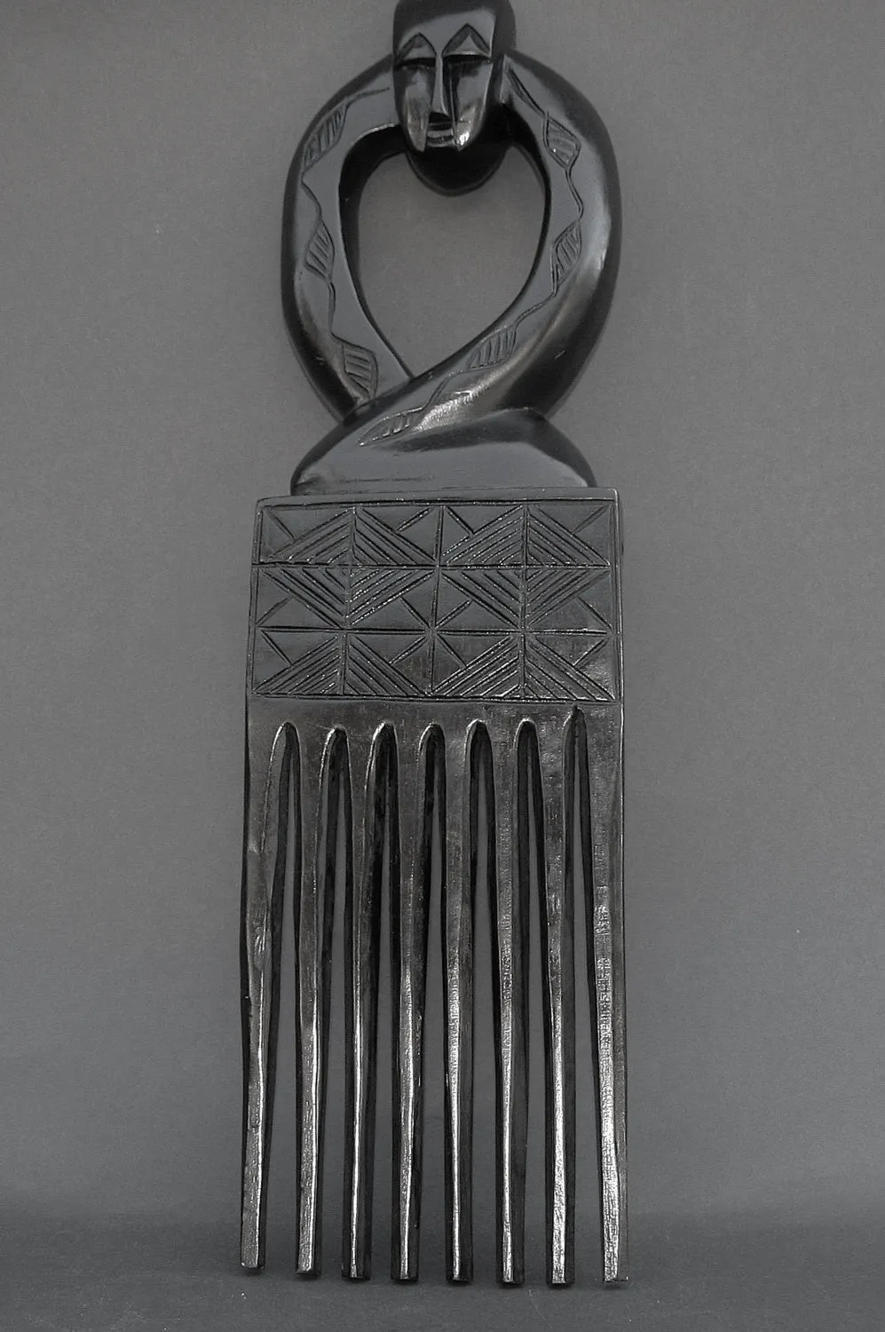 African Comb Wood Carved 21" H Decorative Wall Hanging Ghana