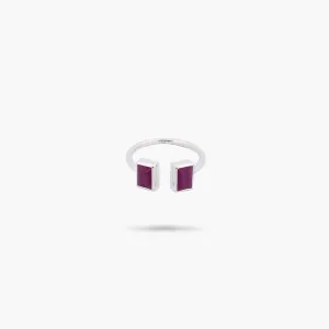 Amare Wear 925 Sterling Silver Baguette Ruby Cuff Ring