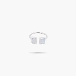 Amare Wear 925 Sterling Silver Moonstone Cuff Ring