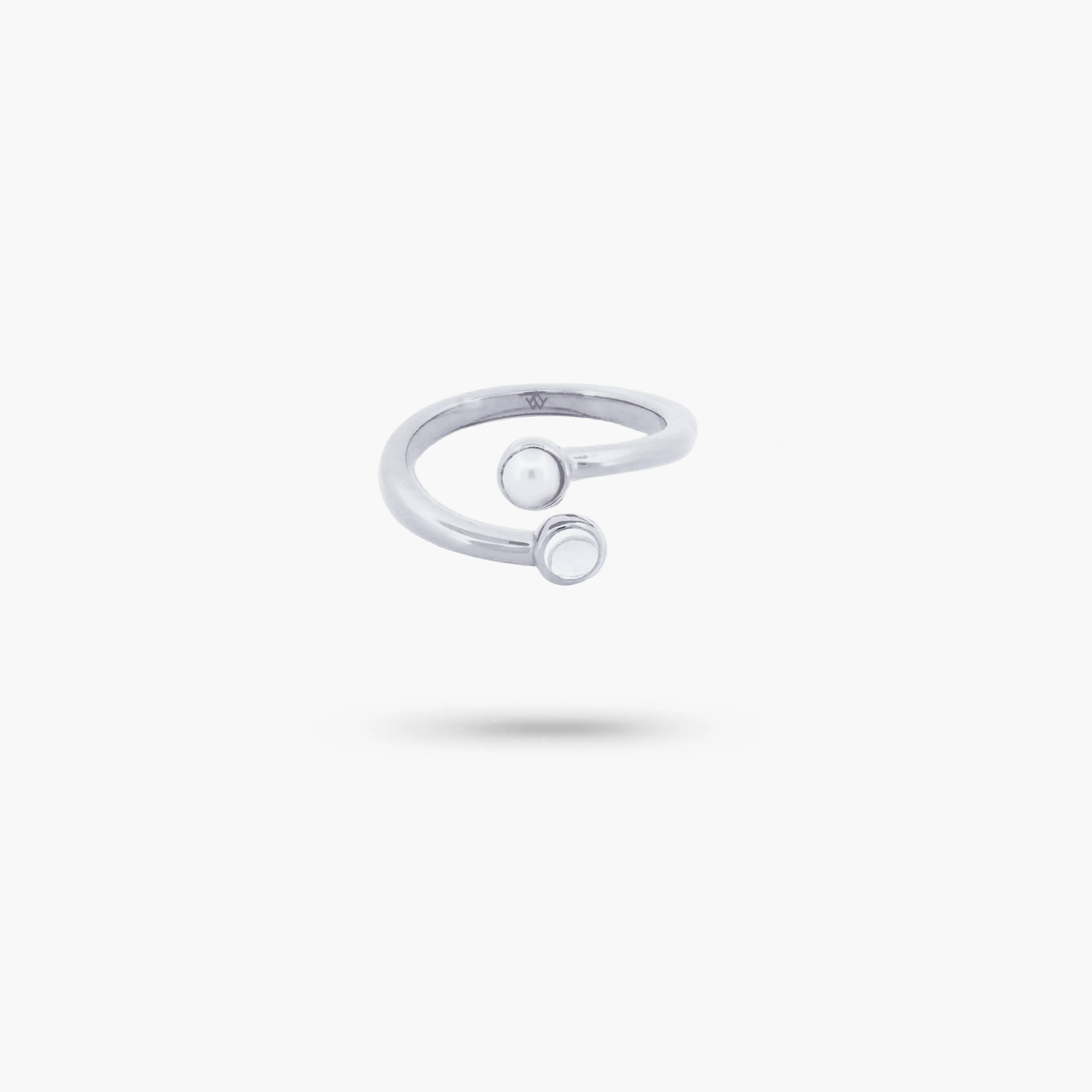 Amare Wear Dual White Topaz with Freshwater Pearl Coil Ring