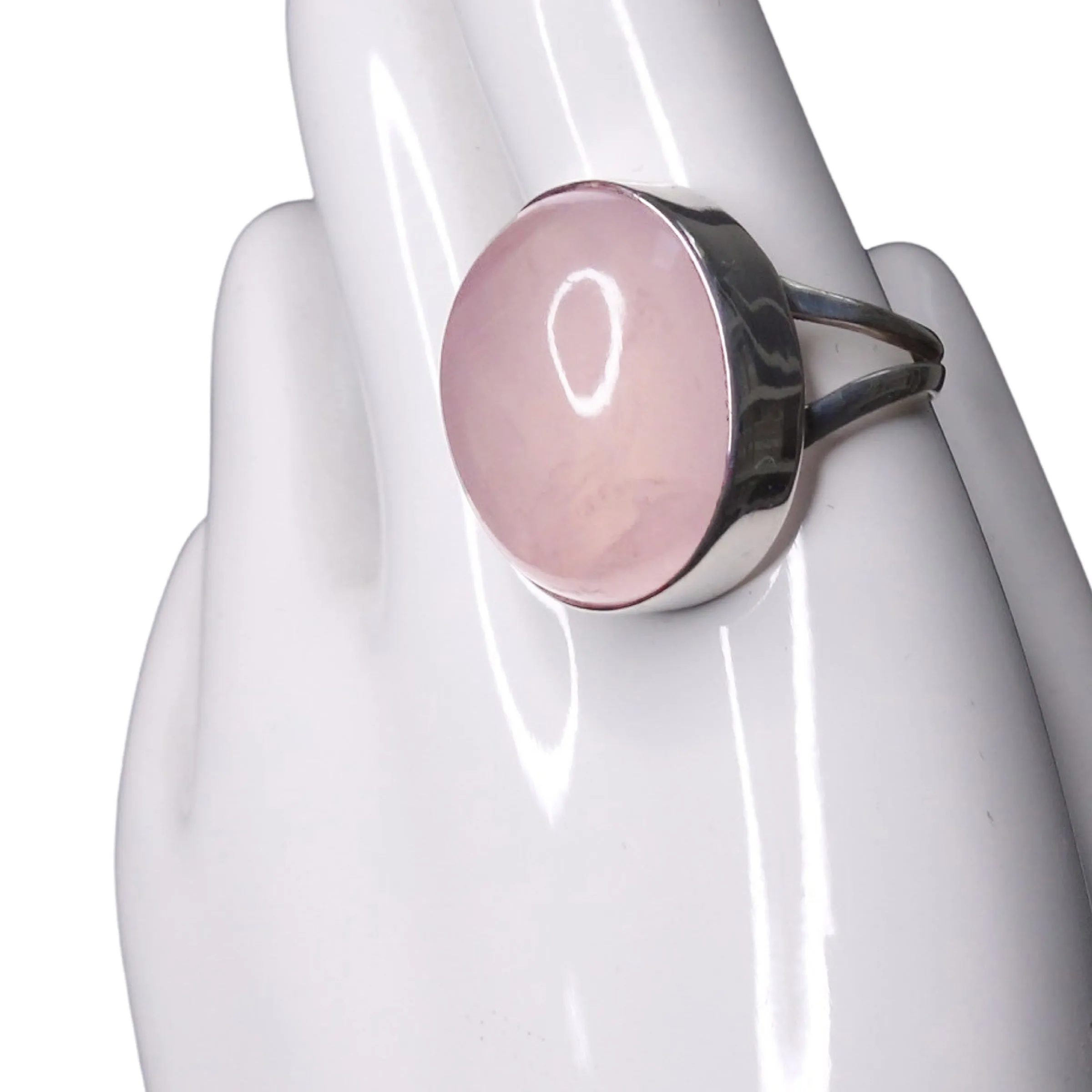 America's Moving Speech: rose quartz and silver ring