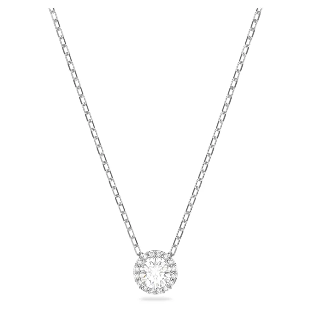 Angelic Pendant, Round, White, Rhodium Plated