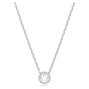 Angelic Pendant, Round, White, Rhodium Plated