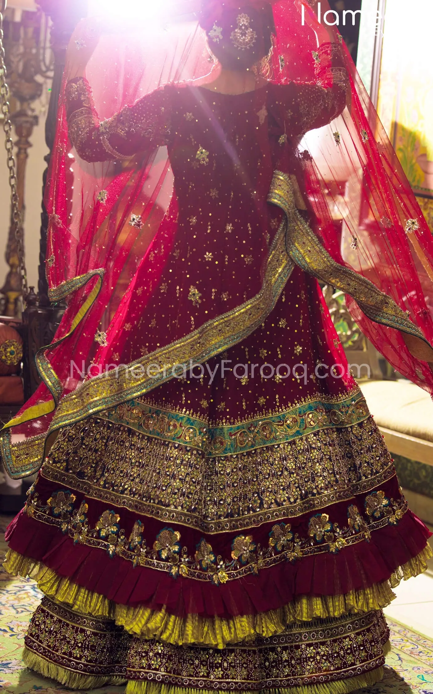 Angrakha with Lehenga Red Bridal Dress Pakistani #BS535