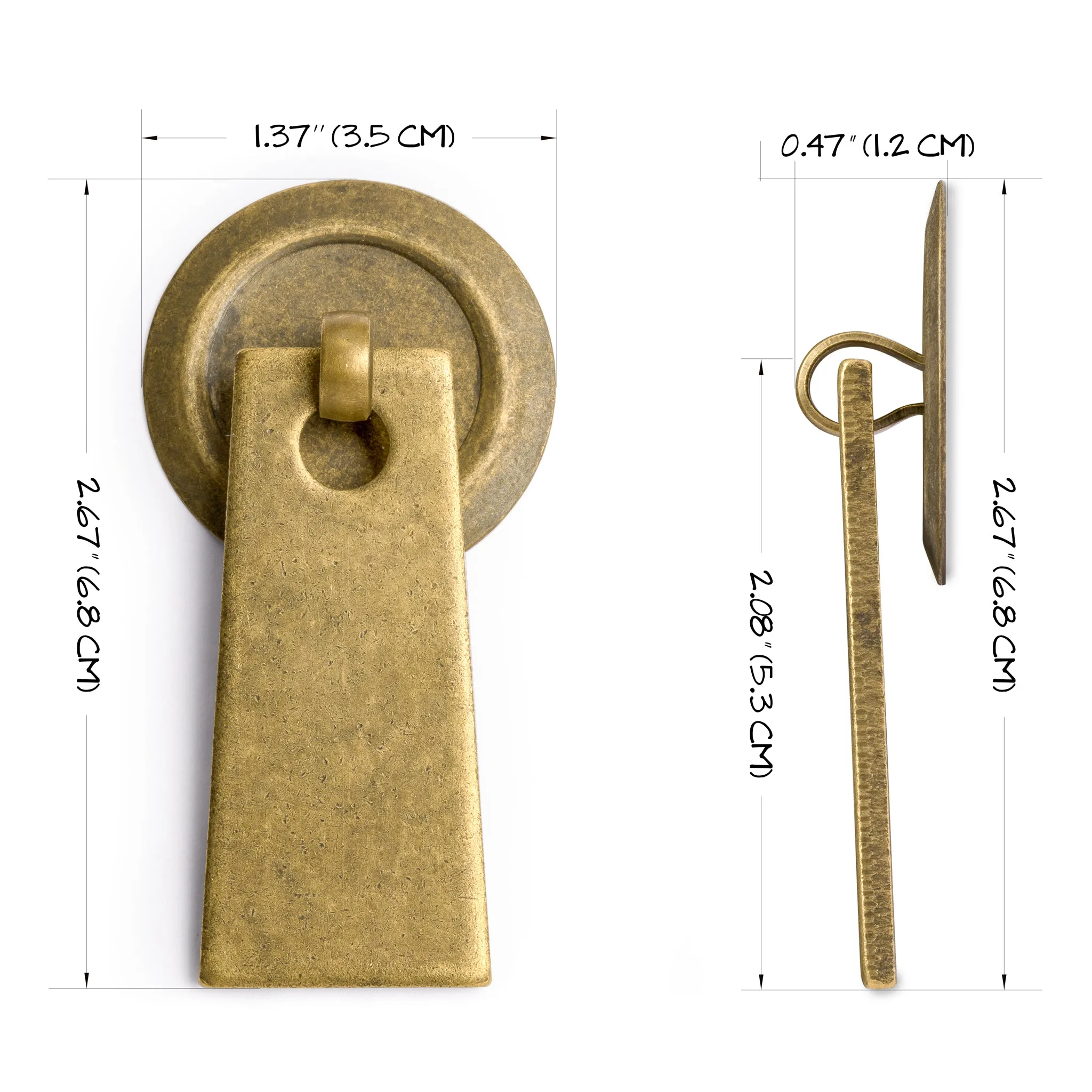 Art Deco Leaf Brass Hardware Pulls 2.7" - Set of 2