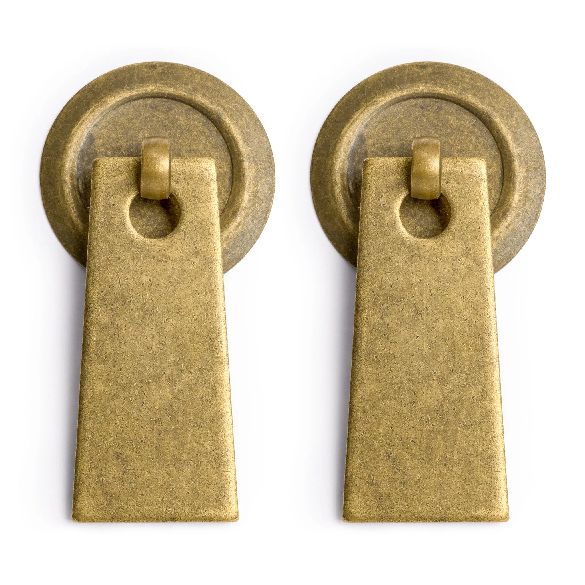 Art Deco Leaf Brass Hardware Pulls 2.7" - Set of 2