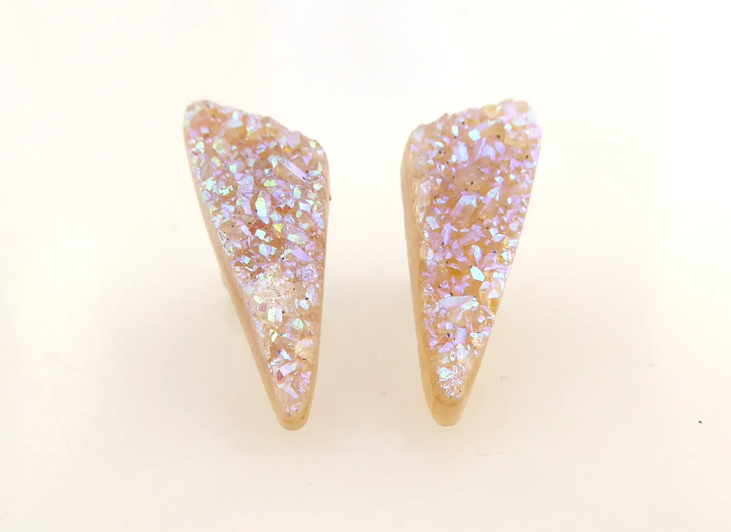 Aura quartz triangle stud earrings