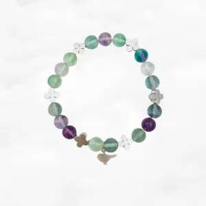 Beaded Bird and Clover Fluorite Bracelet