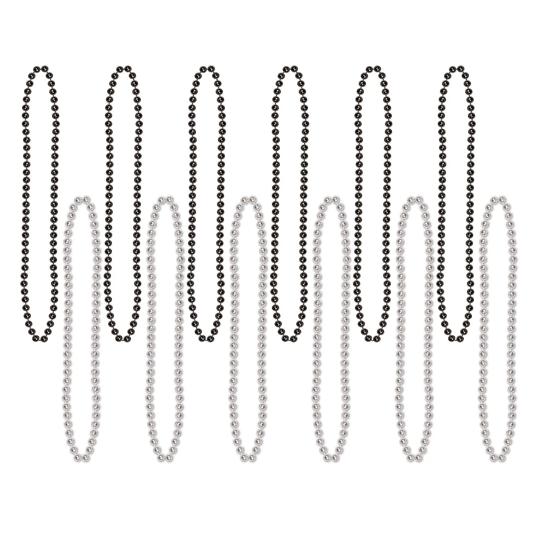 Beistle Black and Silver Party Beads (12/pkg) - Party Supply Decoration for General Occasion