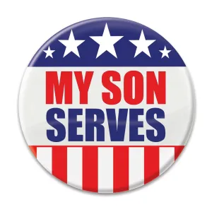 Beistle My Son Serves Button - Party Supply Decoration for Patriotic