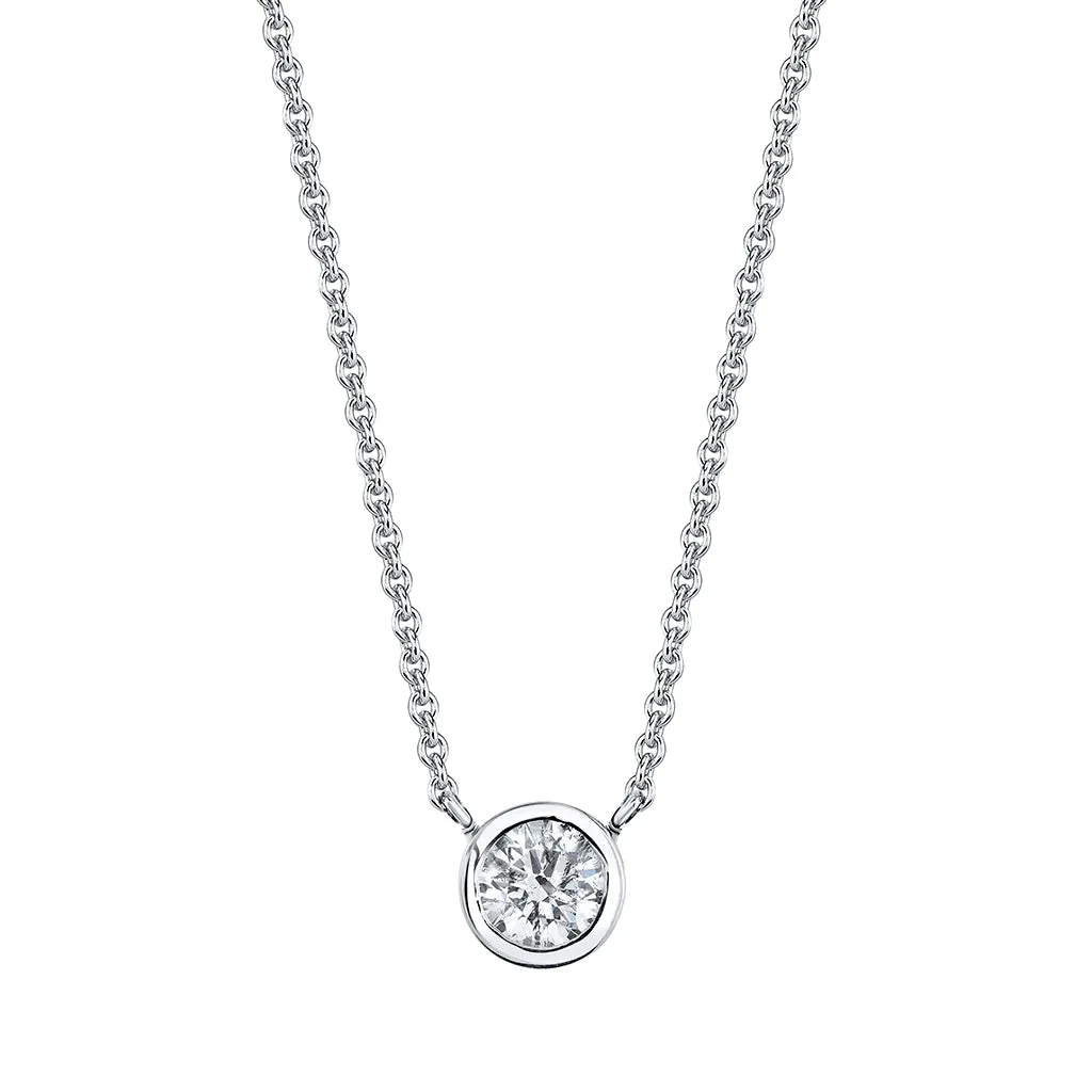 Bezel Set Single Diamond Necklace