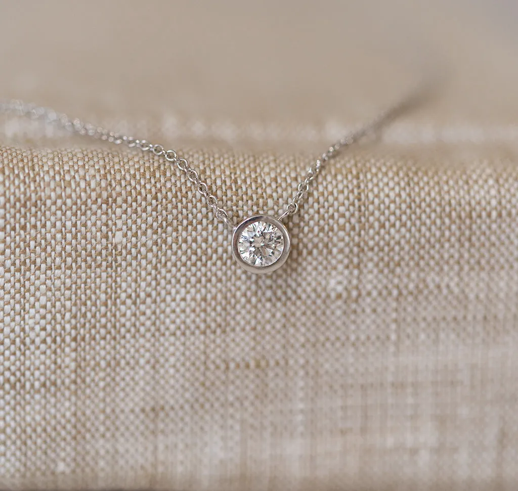 Bezel Set Single Diamond Necklace