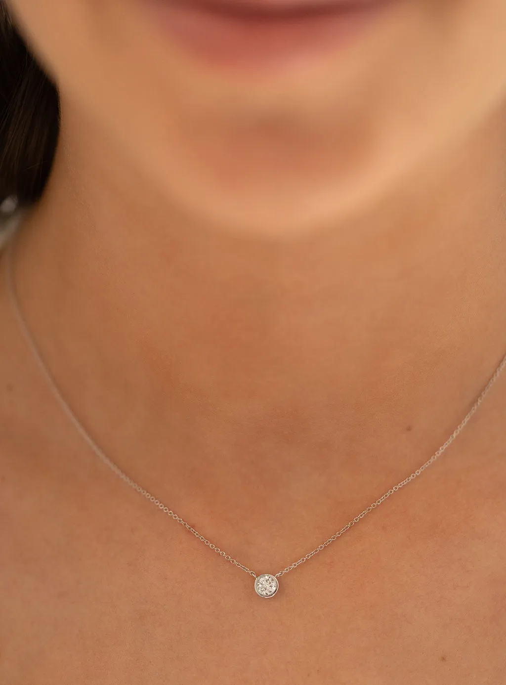 Bezel Set Single Diamond Necklace