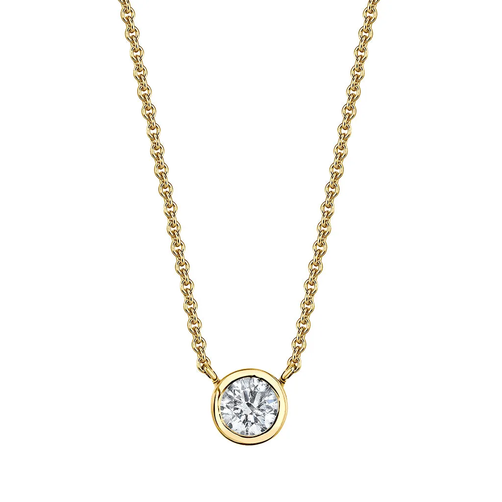 Bezel Set Single Diamond Necklace