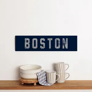 Blue and Gray Boston Barn Wood Sign