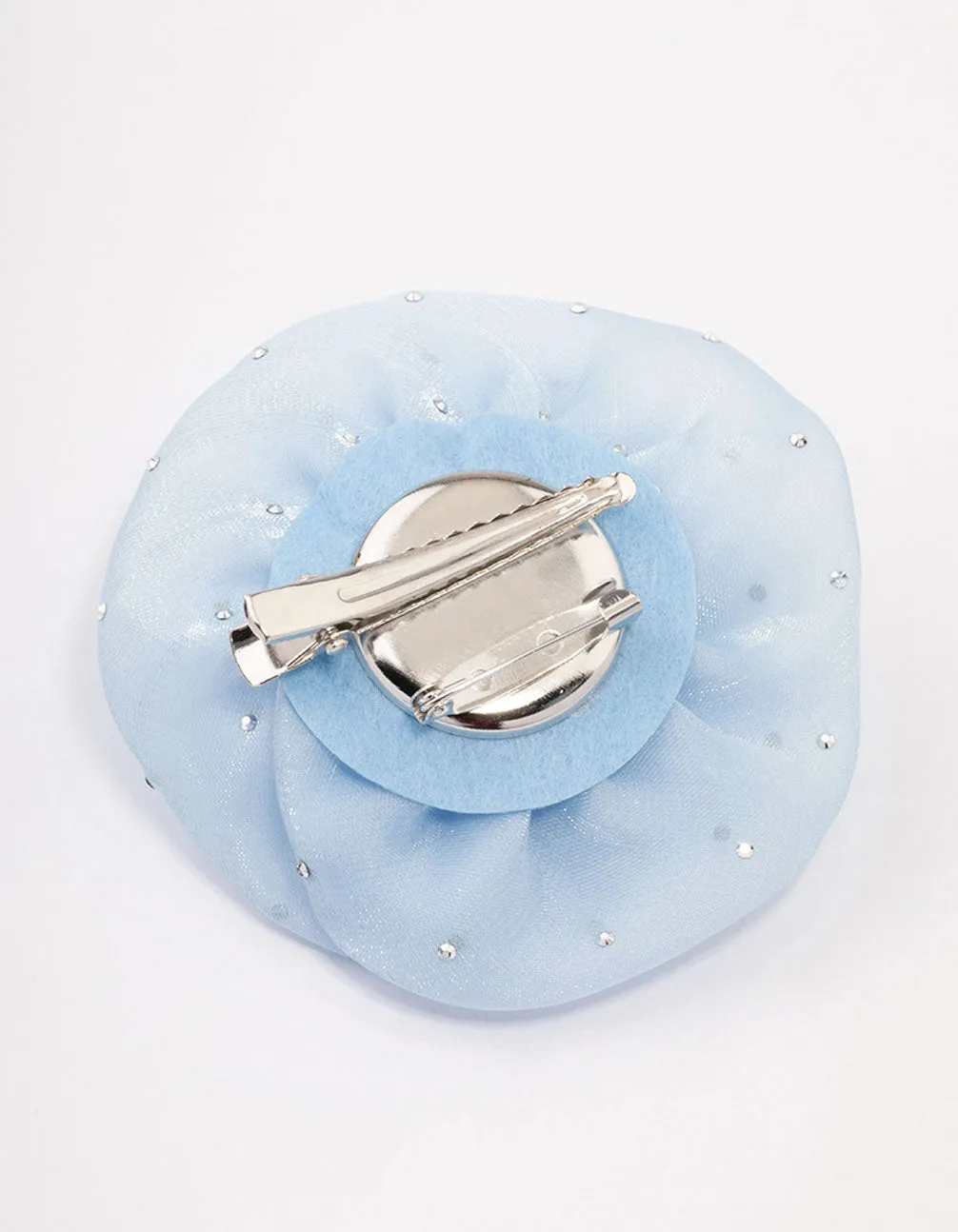 Blue Diamante Rosette Brooch & Hair Clip