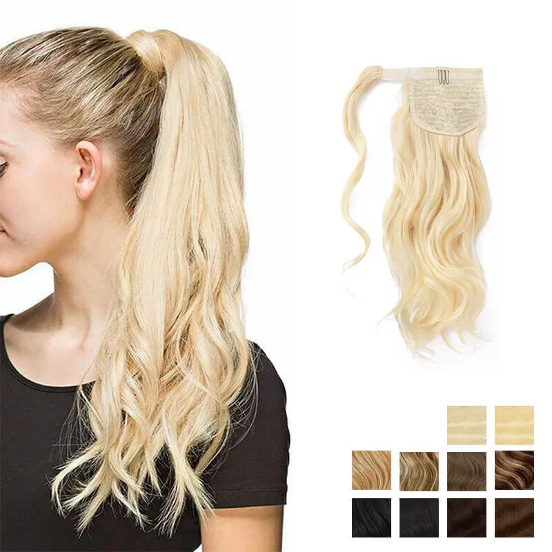 Body Wave Wrap Around Ponytail Human Hair Extensions