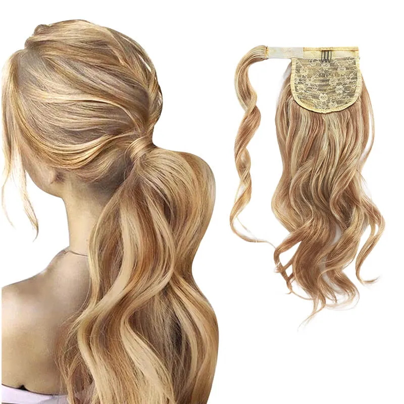 Body Wave Wrap Around Ponytail Human Hair Extensions