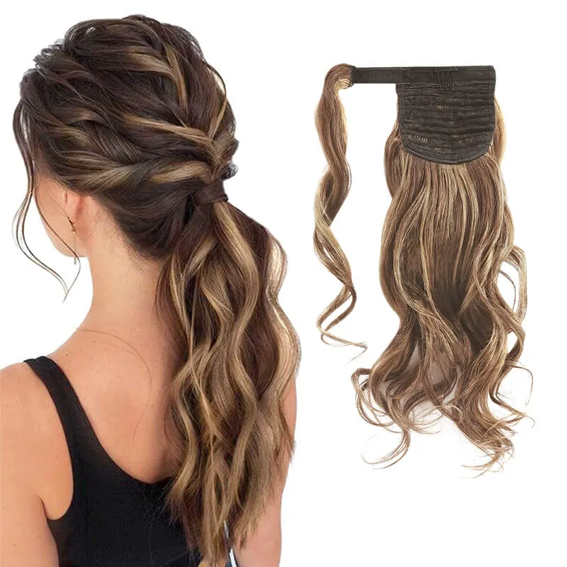 Body Wave Wrap Around Ponytail Human Hair Extensions