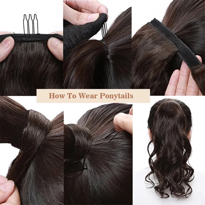 Body Wave Wrap Around Ponytail Human Hair Extensions