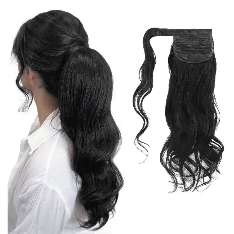 Body Wave Wrap Around Ponytail Human Hair Extensions