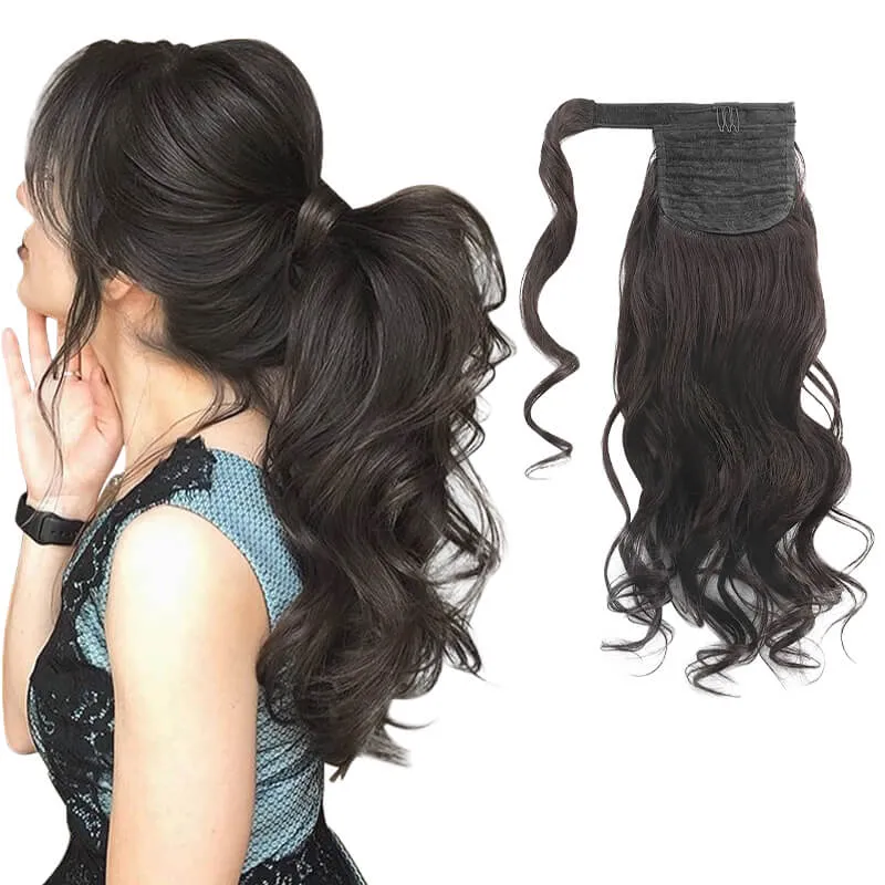 Body Wave Wrap Around Ponytail Human Hair Extensions