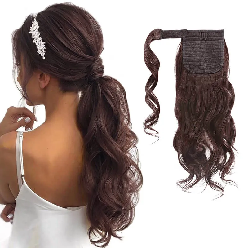 Body Wave Wrap Around Ponytail Human Hair Extensions